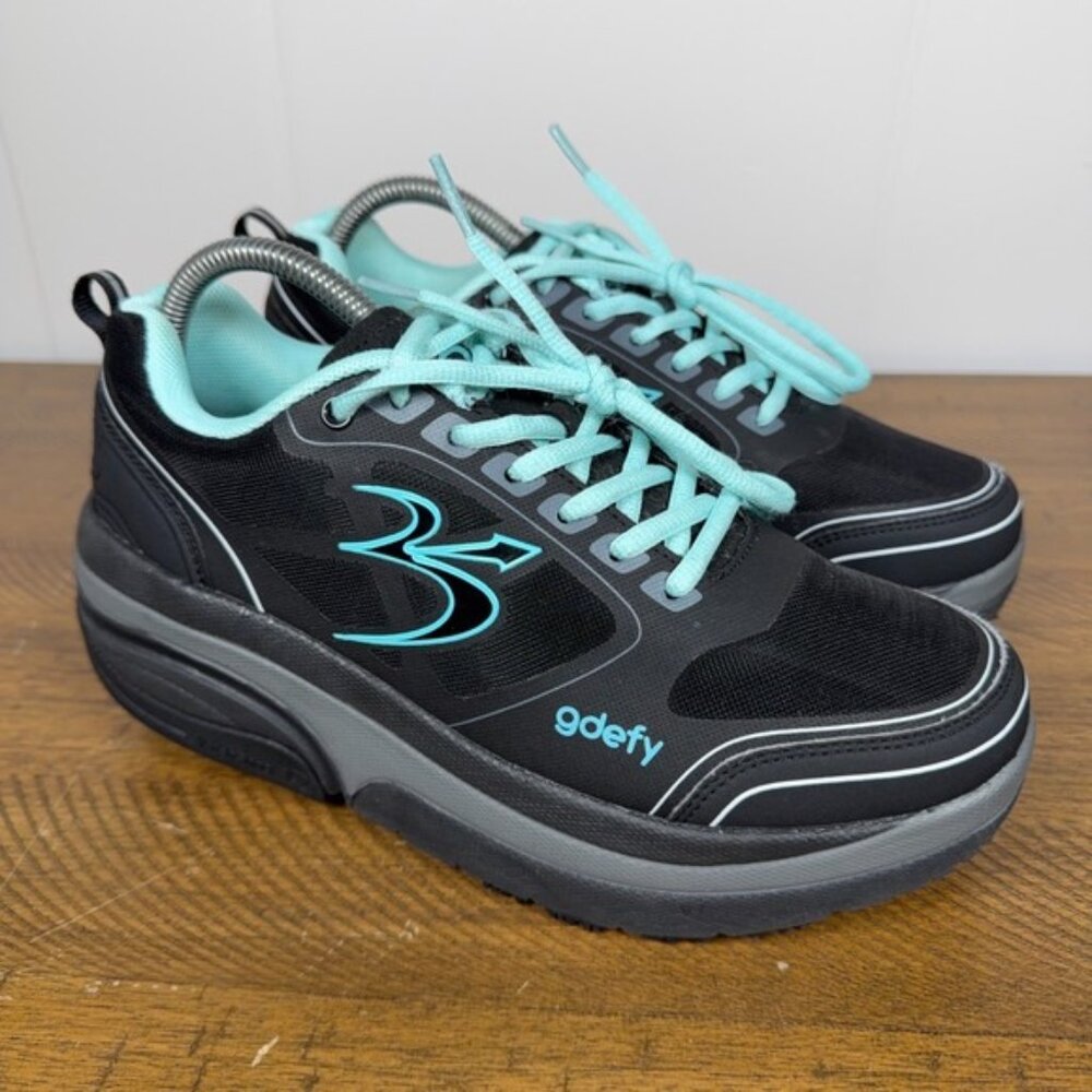Gravity Defyer G-Defy Shoes Womens 9 Black Blue Ion Comfort Fit Athletic Sneaker